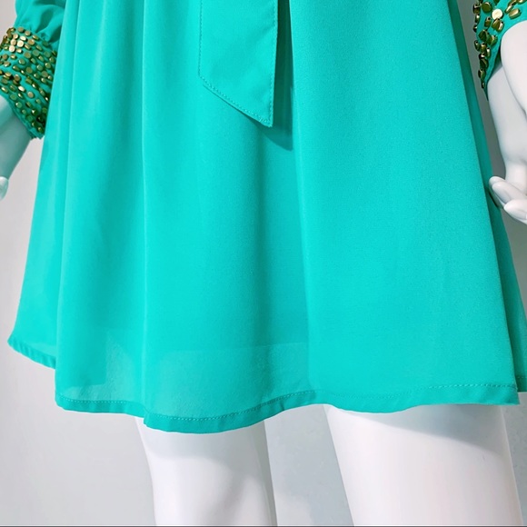 Arden B. Teal Dress w/ Triangle Cutout on Back - Picture 13 of 16